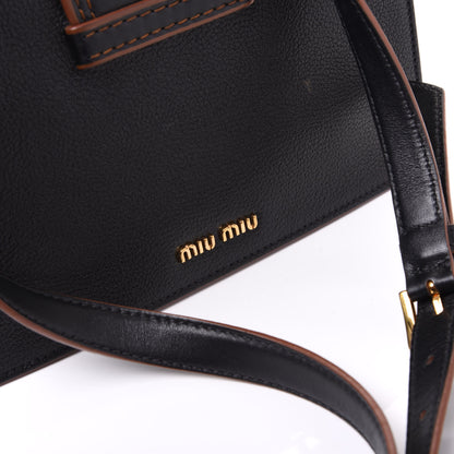 Miu Miu Goatskin Madras Soft Calf Crystal Embellished Shoulder Bag Black 8 of 9
