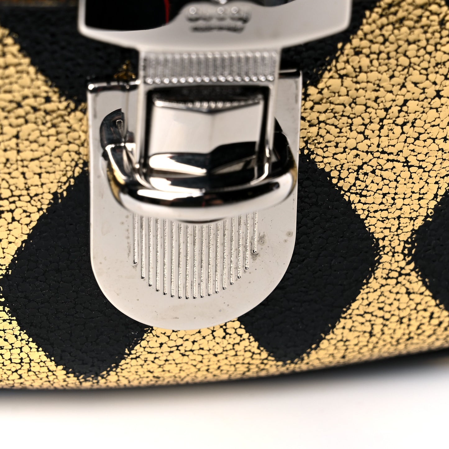 Metallic Cracked Calfskin Belt Bag Gold Black