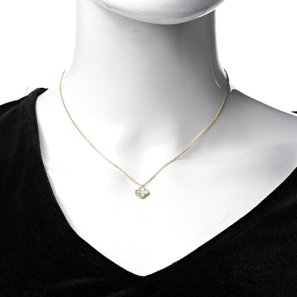 Van Cleef & Arpels 18K Yellow Gold Mother of Pearl Sweet Alhambra Pendant Necklace 2 of 7