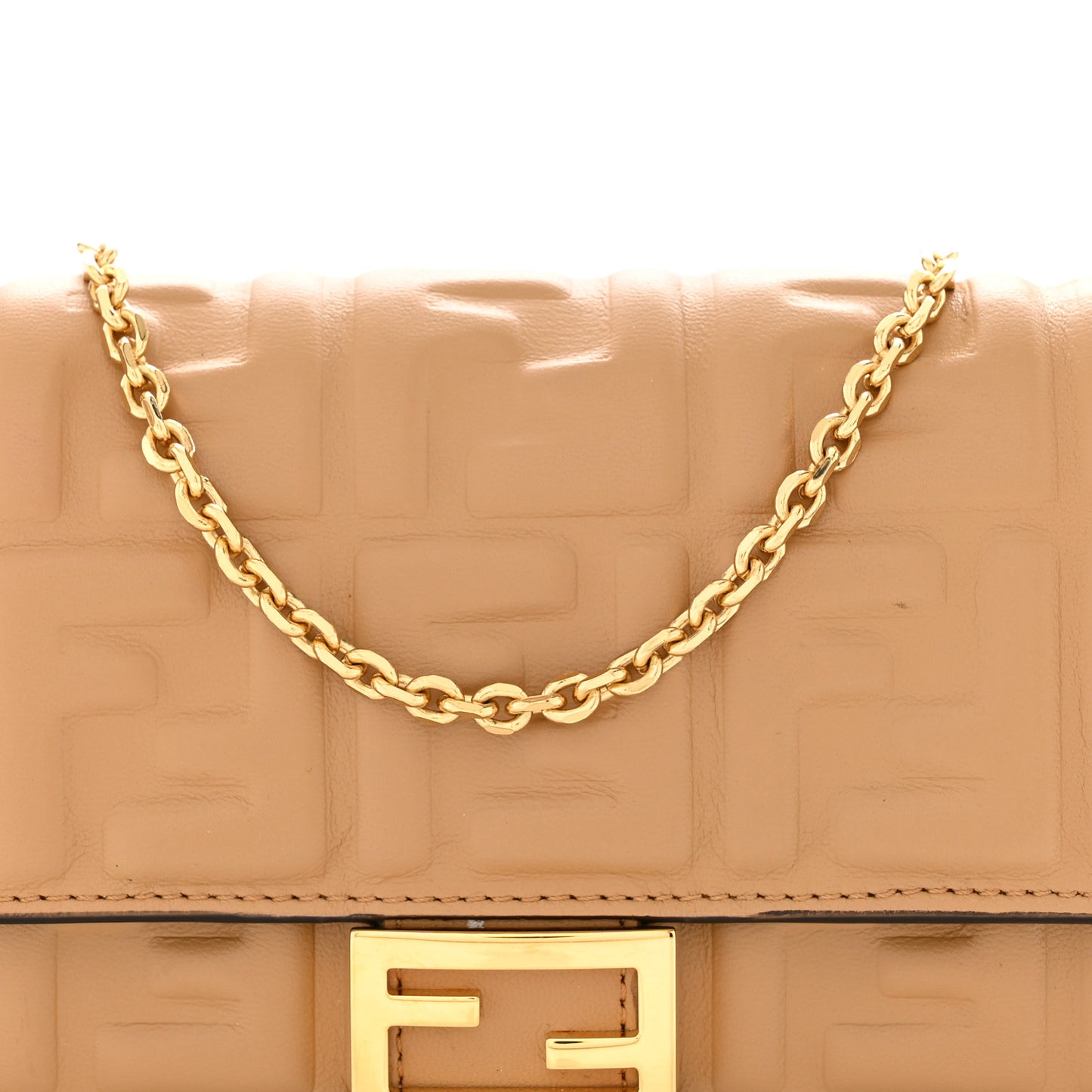 Nappa Matisse FF Embossed Continental Wallet On Chain Miele Scuro