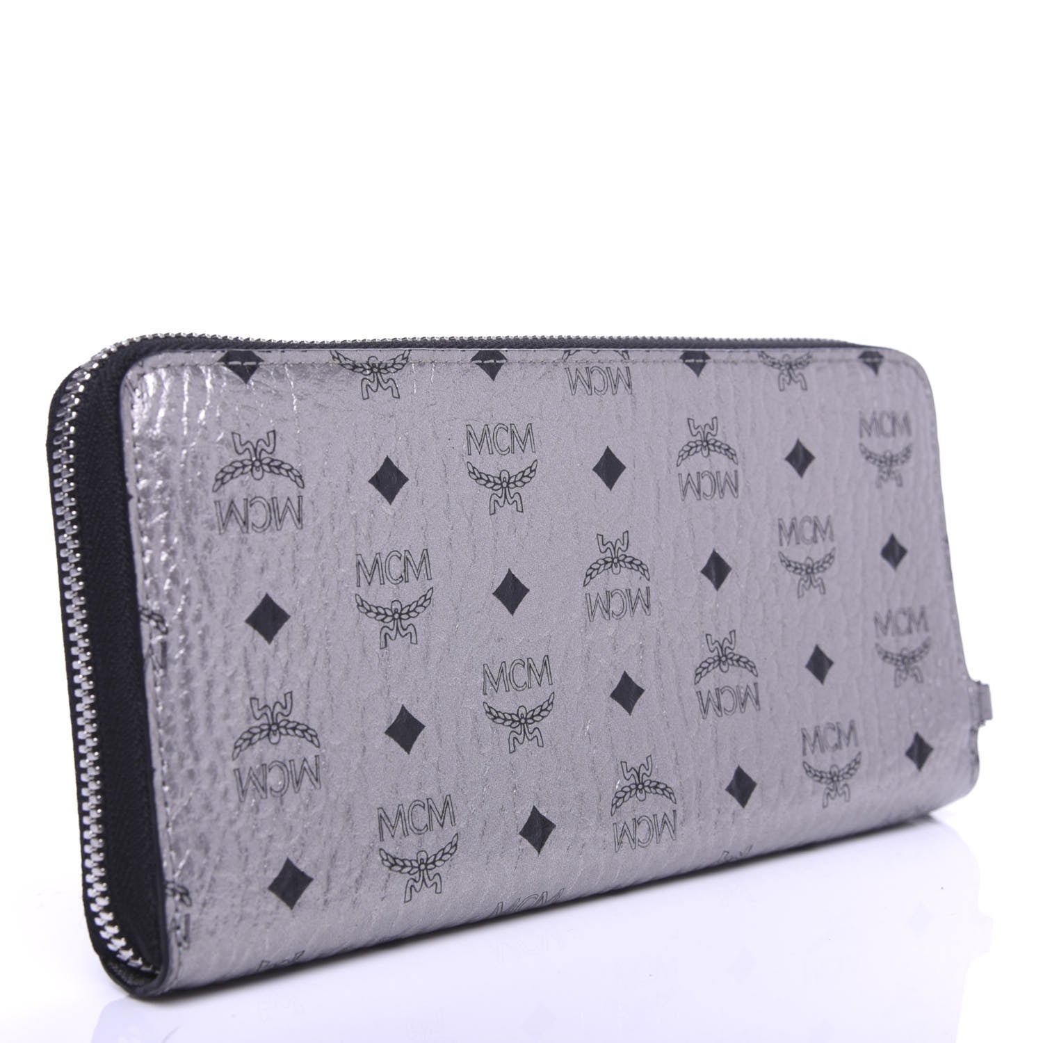 MCM Visetos Large Zip Around Wallet Silver 3 of 7