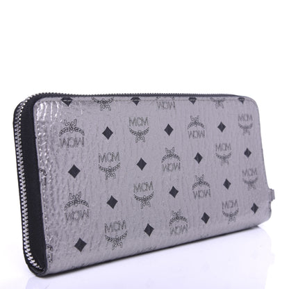 MCM Visetos Large Zip Around Wallet Silver 3 of 7