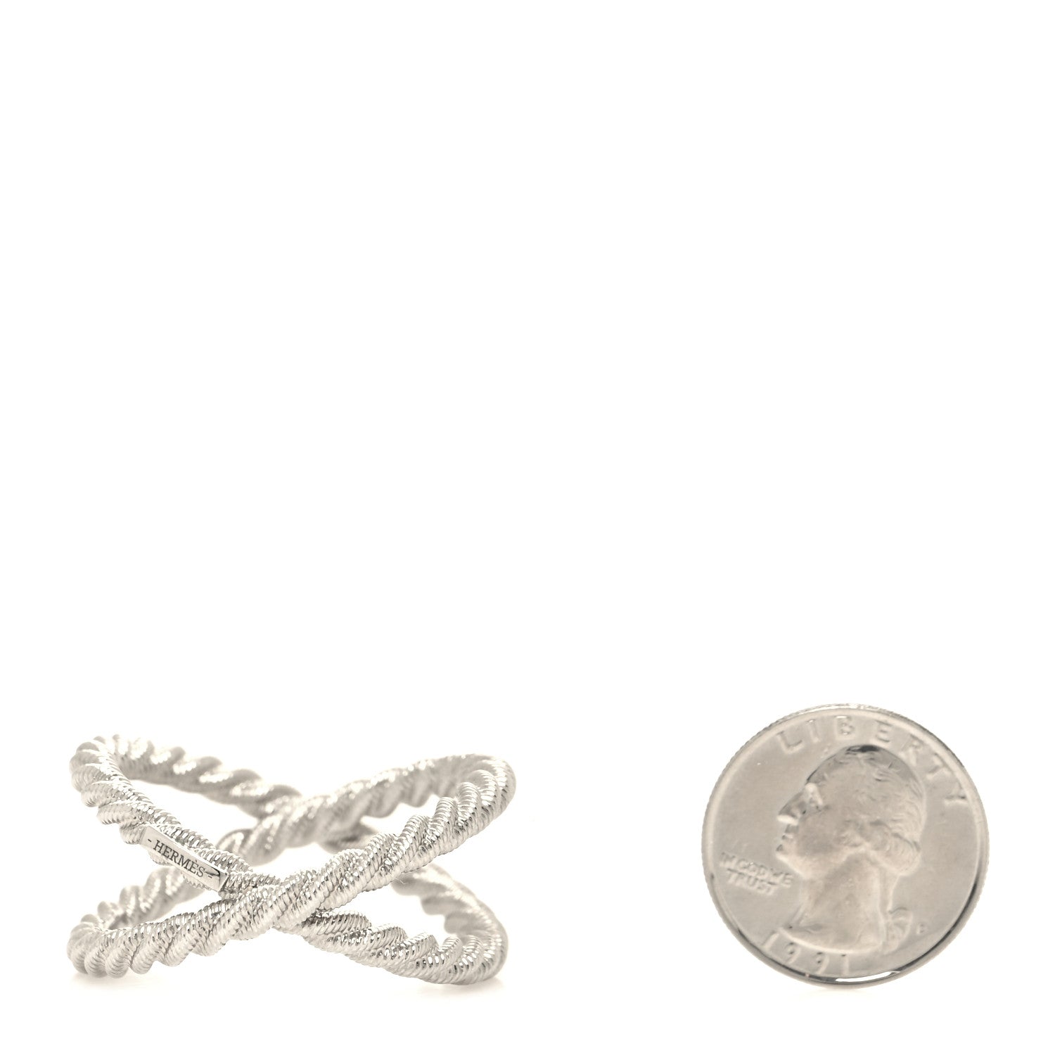 Hermes Brass Cord Scarf Ring Silver 2 of 3