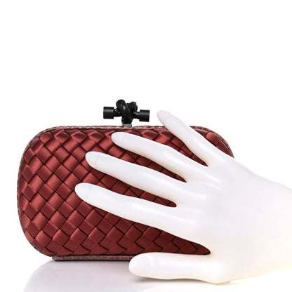 Bottega Veneta Satin Intreccio Impero Ayers Knot Clutch Red 2 of 10