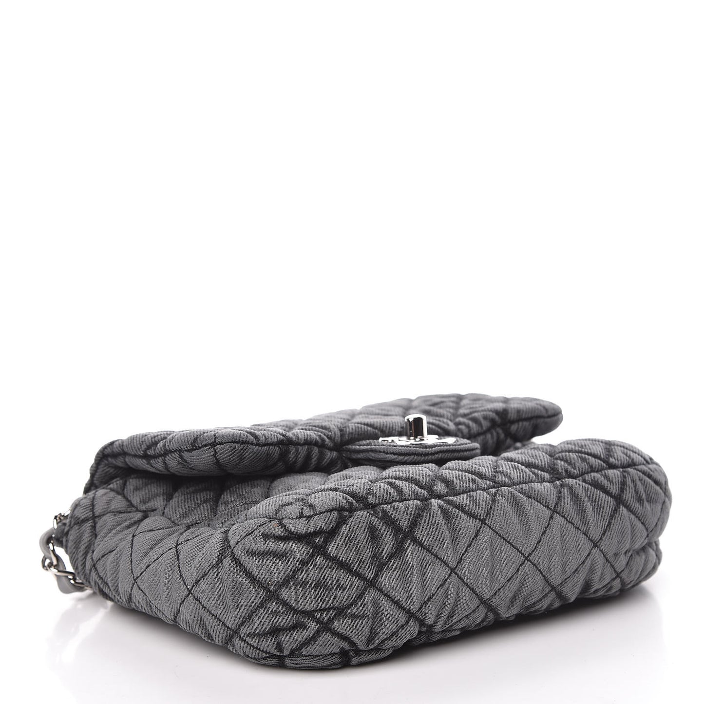 Washed Denim Quilted Small Denimpression Flap Grey Black