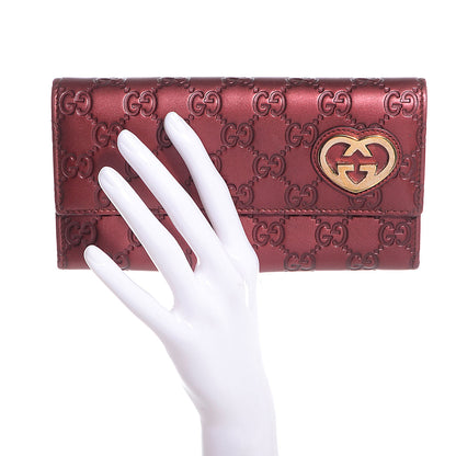 Gucci Metallic Guccissima Lovely Heart Continental Wallet Red 2 of 7