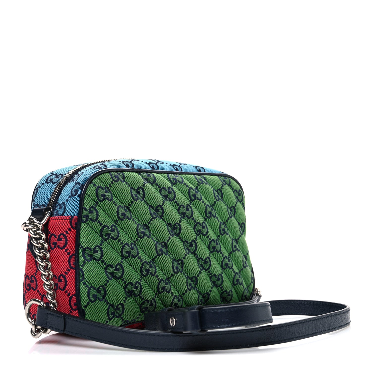 Gucci Monogram Multicolor Matelasse Diagonal Small GG Marmont Chain Shoulder Bag Pink Blue Green Red Light Blue 3 of 10