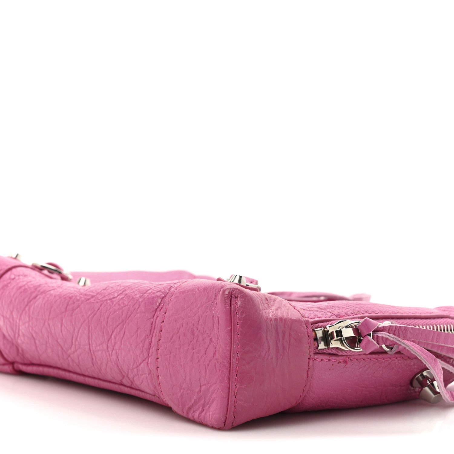Balenciaga Agneau Arena Classic Silver Hardware Pouch With A Chain Crossbody Rose Flamingo 8 of 14