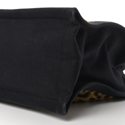 Saint Laurent Canvas Calfskin Leopard Print Rive Gauche Noe Tote Natural Black 8 of 9