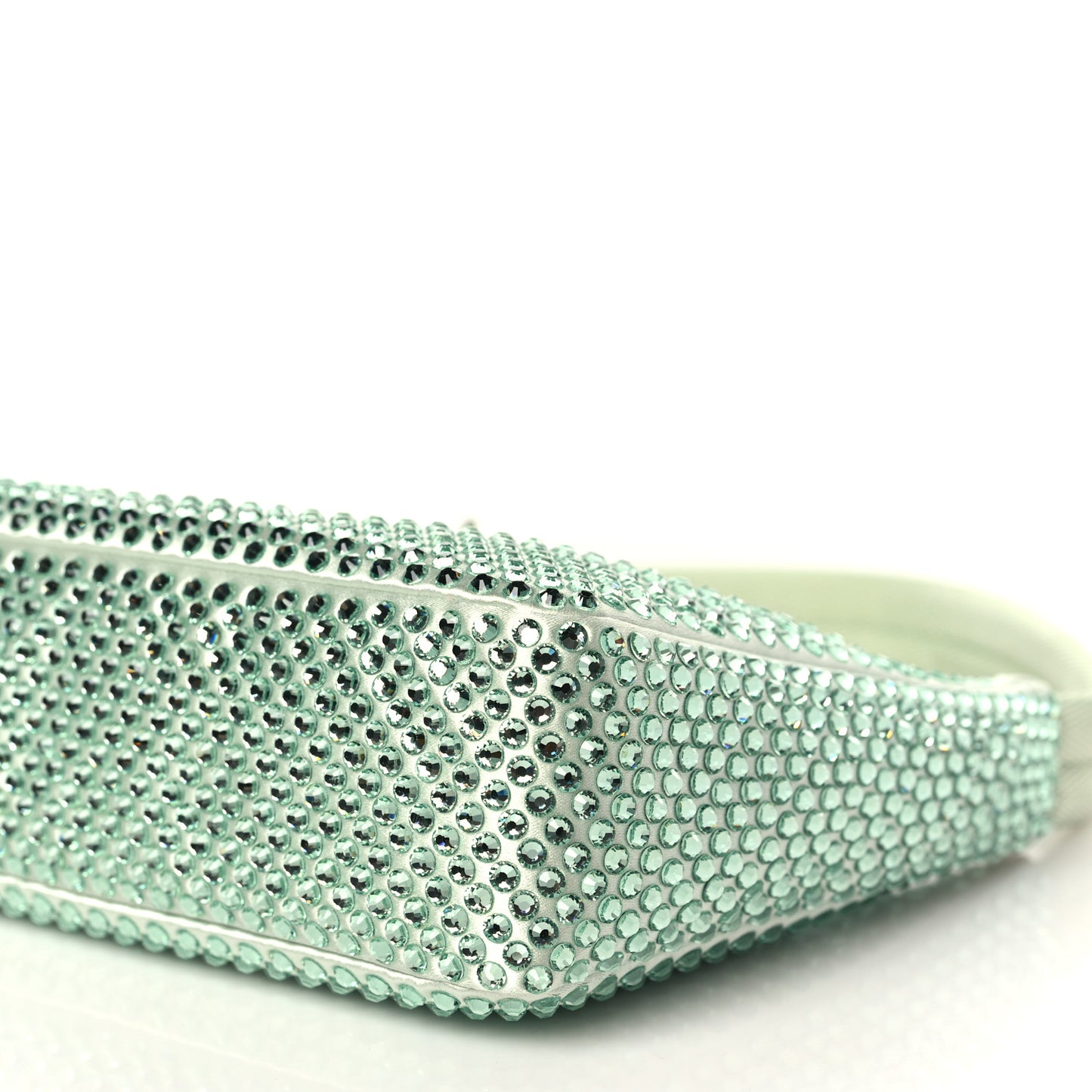 Satin Crystal Mini Re-Edition 2000 Bag Acqua