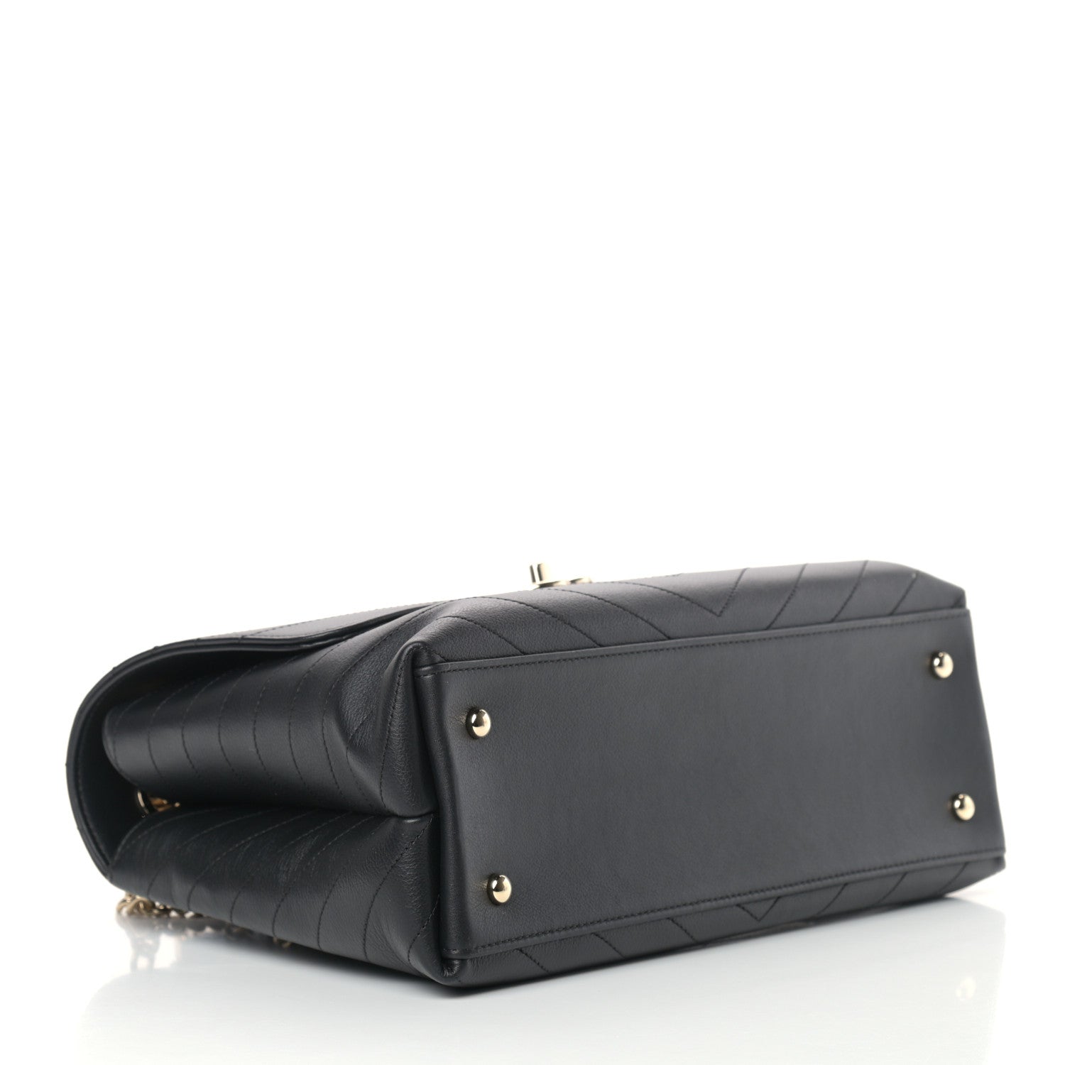 Chanel Grained Calfskin Chevron Stitched Medium Chic Top Handle Flap Black 4 of 12