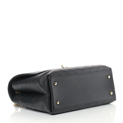 Chanel Grained Calfskin Chevron Stitched Medium Chic Top Handle Flap Black 4 of 12