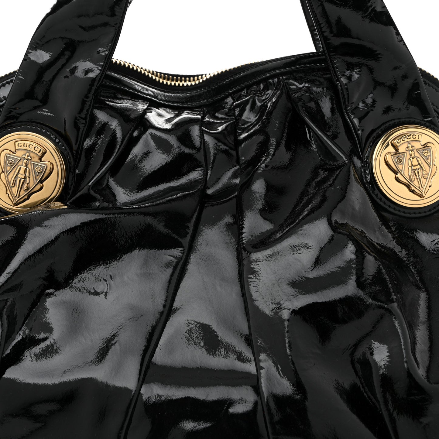 Patent Large Hysteria Top Handle Bag Black