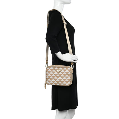 Prada Jacquard Saffiano Triangolo Symbole Embroidered Medium Shoulder Bag Corda Talco 2 of 10