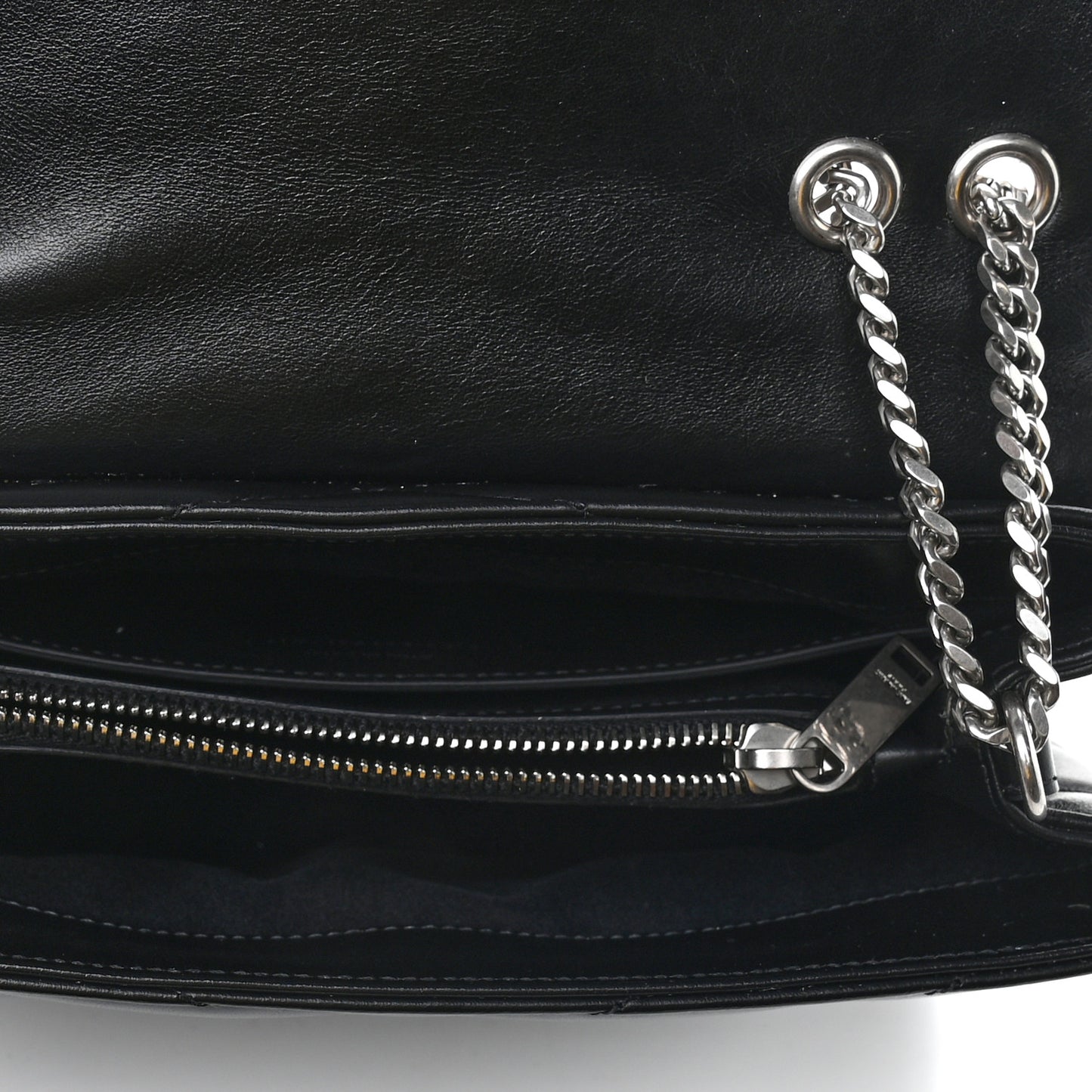 Calfskin Y Quilted Monogram Small Loulou Chain Satchel Black