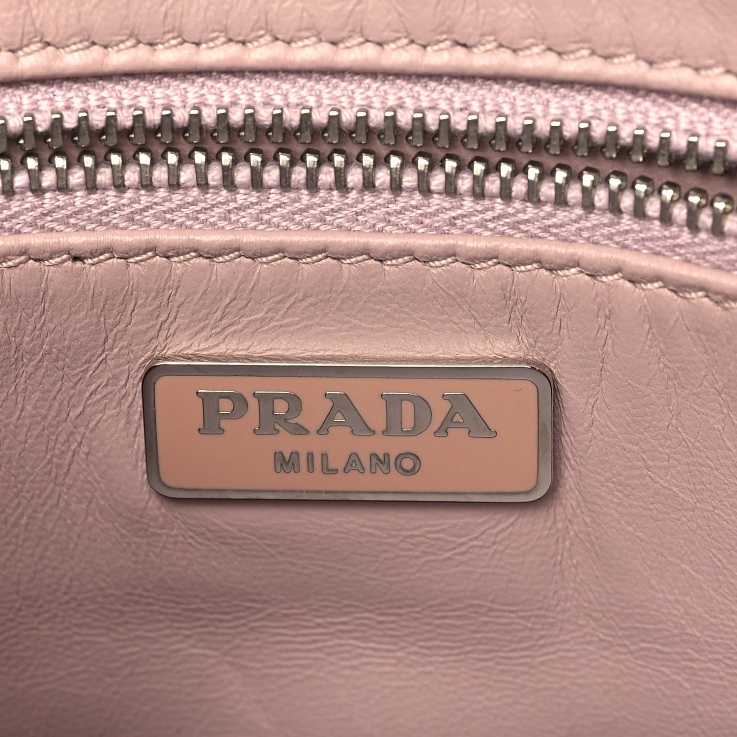 Prada Metallic Saffiano Hand Strap Clutch Pink Silver 6 of 6
