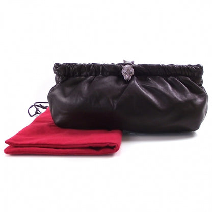 Valentino Garavani Calfskin Crystal Jaguar Clutch Black 2 of 9