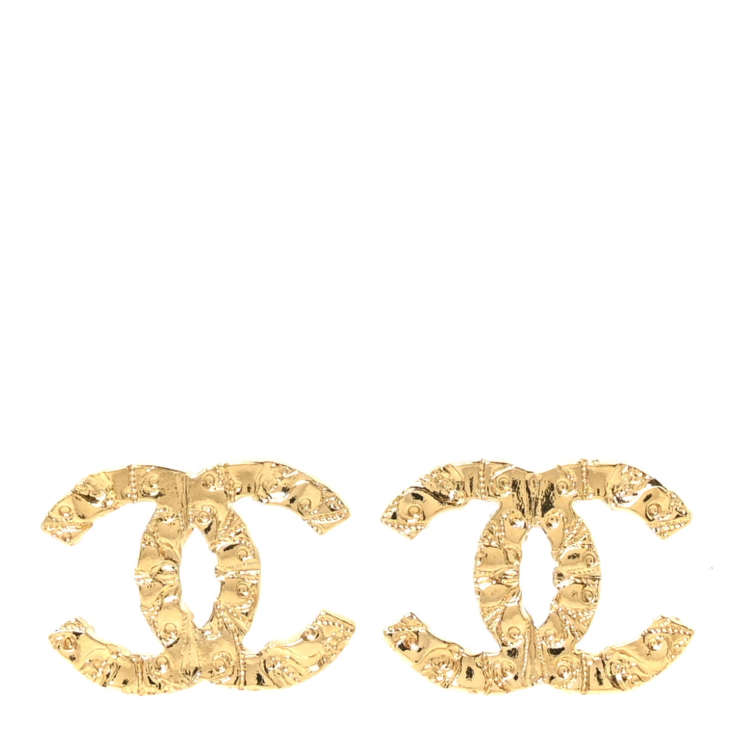 Metal Textured CC Earrings  Gold