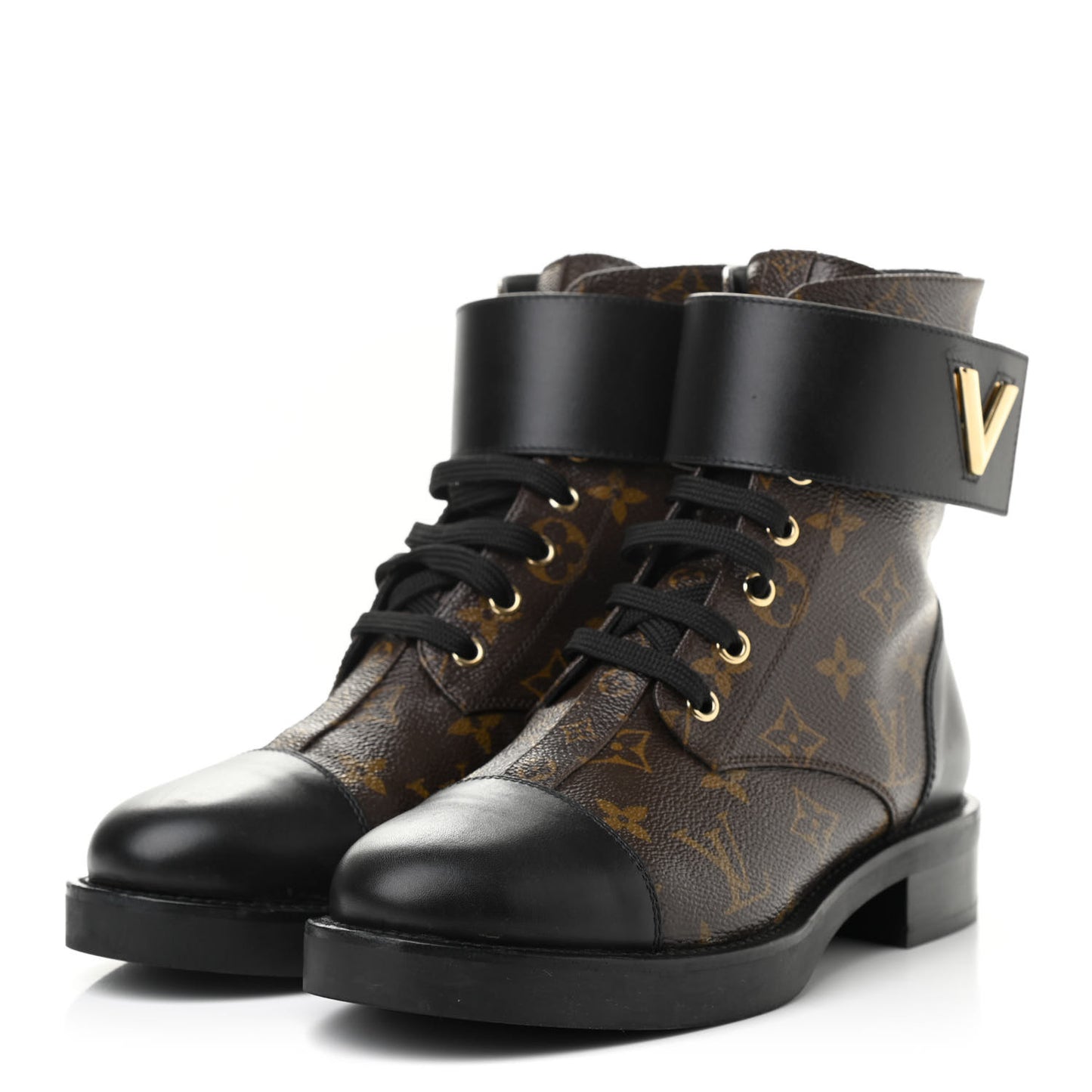 Calfskin Monogram Wonderland Flat Ranger Boots 38 Black