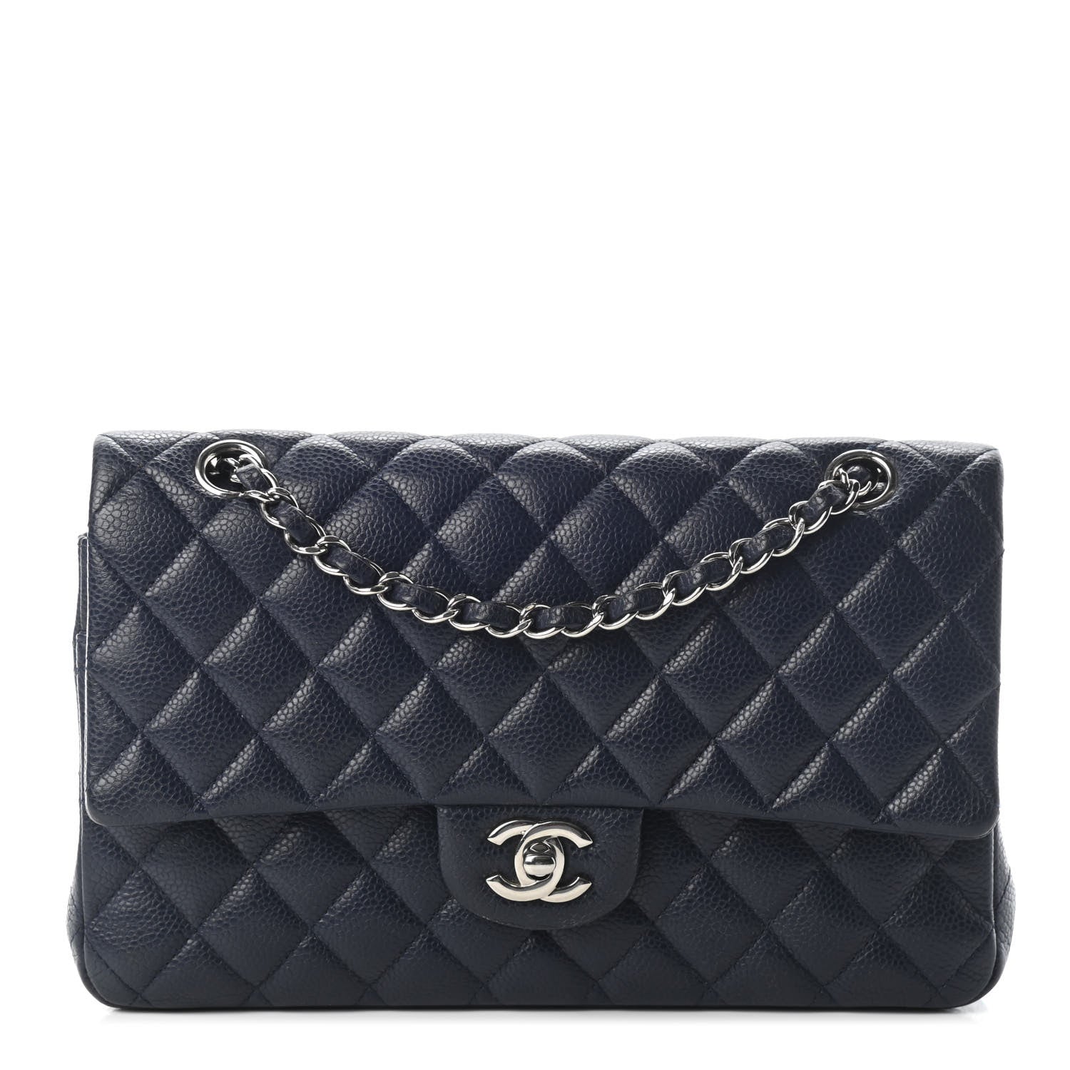 Chanel Caviar Quilted Medium Double Flap Dark Blue 1 of 9