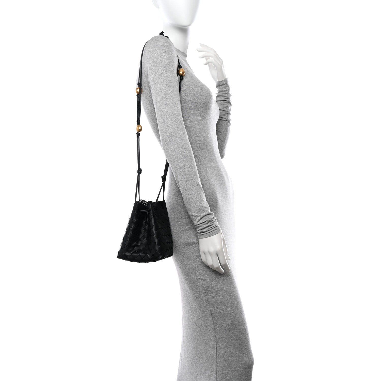 Bottega Veneta Nappa Intrecciato Small Drawstring Bucket Bag Black 2 of 10