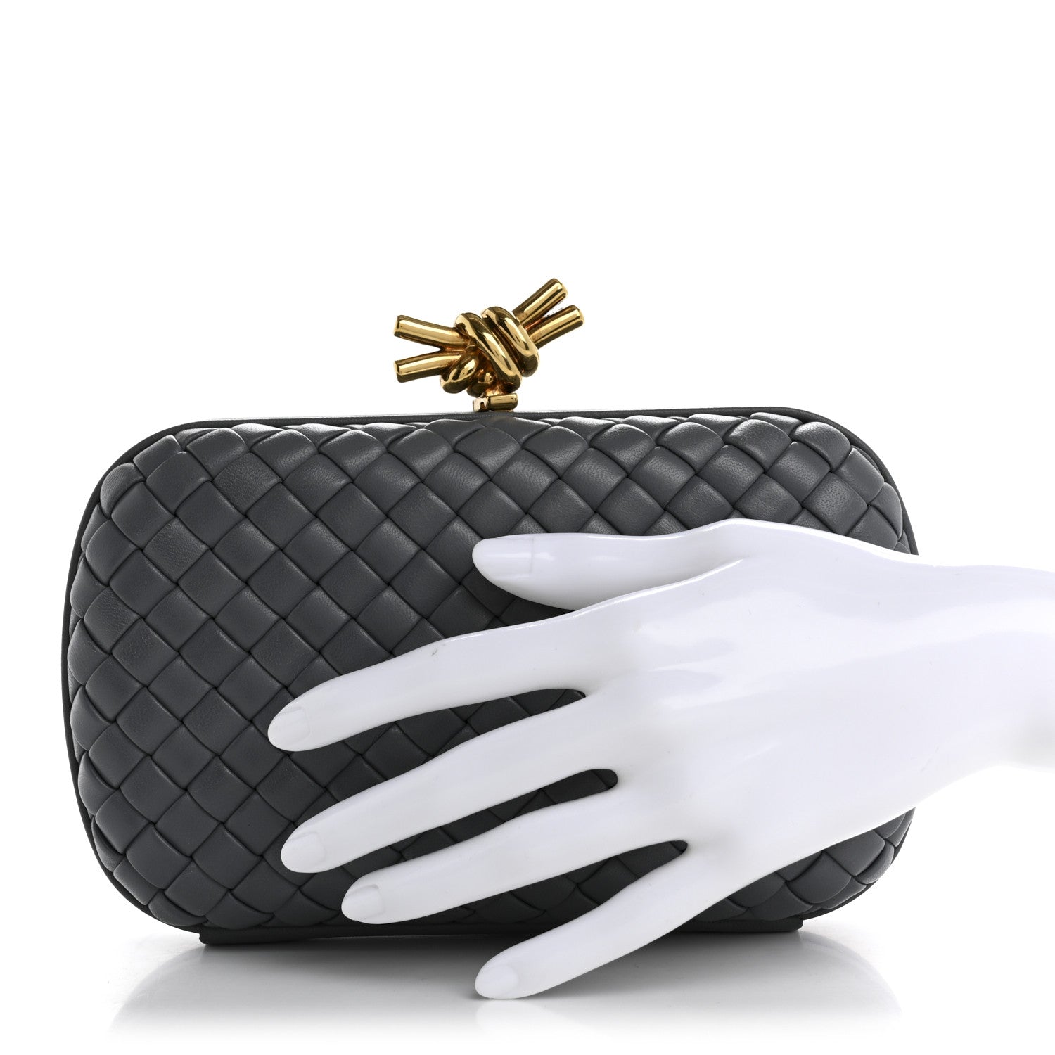 Bottega Veneta Nappa Intrecciato Minaudiere Knot Clutch Slate 2 of 6