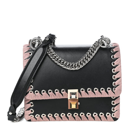 Fendi Calfskin Lace Up Small Kan I Shoulder Bag Black 1 of 9