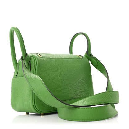 Hermes Taurillon Clemence Mini Lindy 20 Vert Yucca 3 of 11