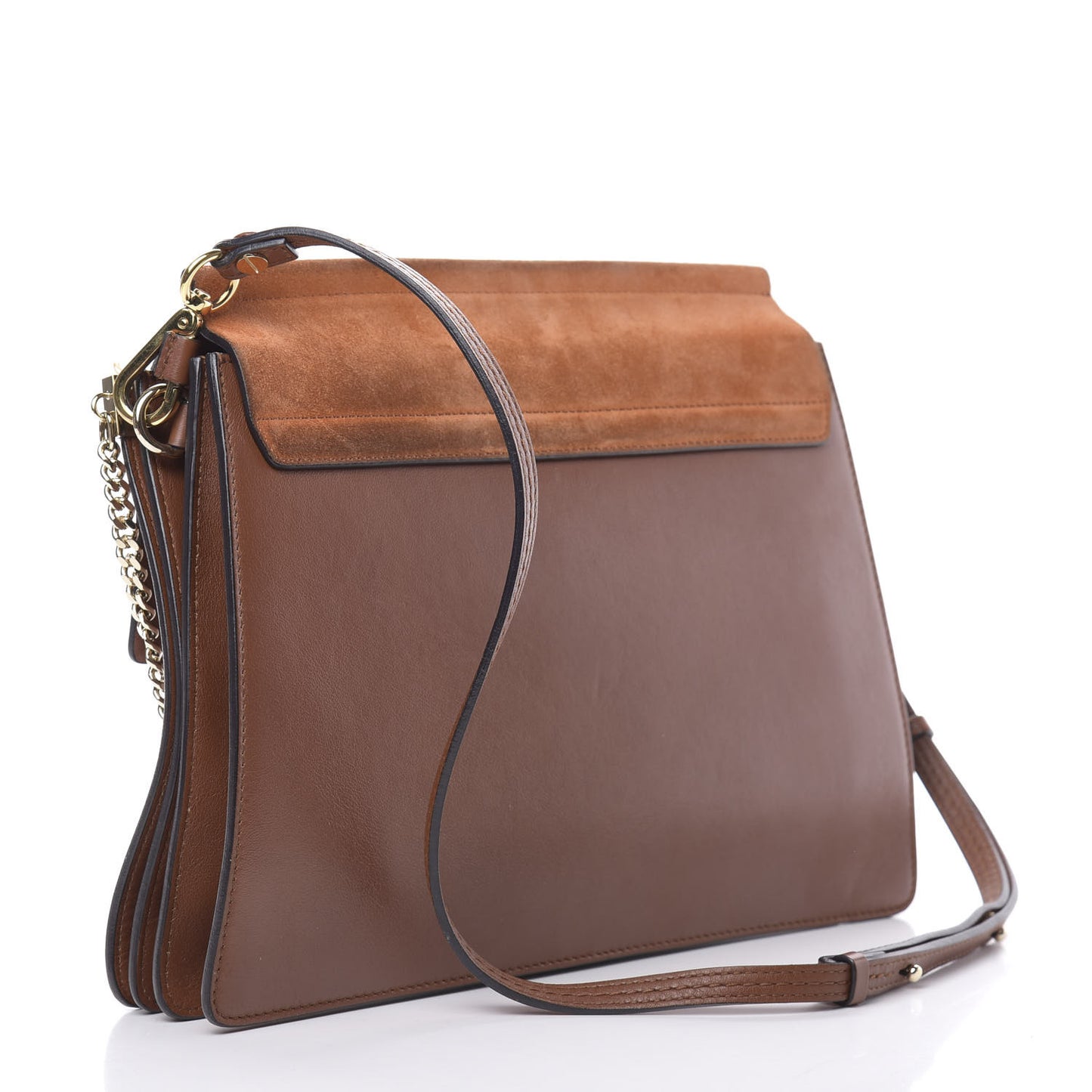 Suede Calfskin Medium Faye Shoulder Bag Tobacco