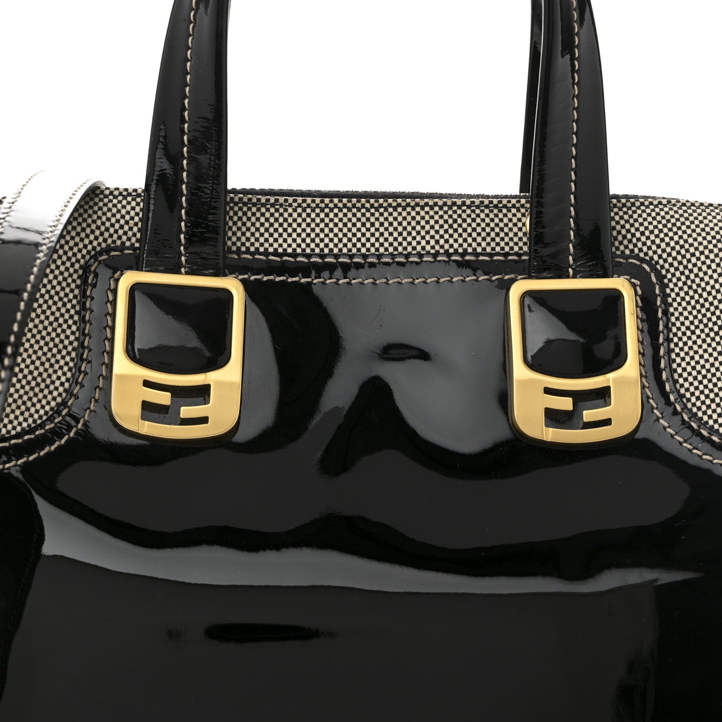 Patent Canvas Small Chameleon Tote Black
