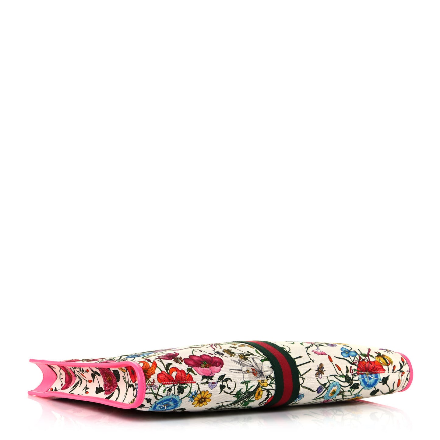Canvas Flora Large Rajah Chain Tote White Multicolor Fuxia Fluo