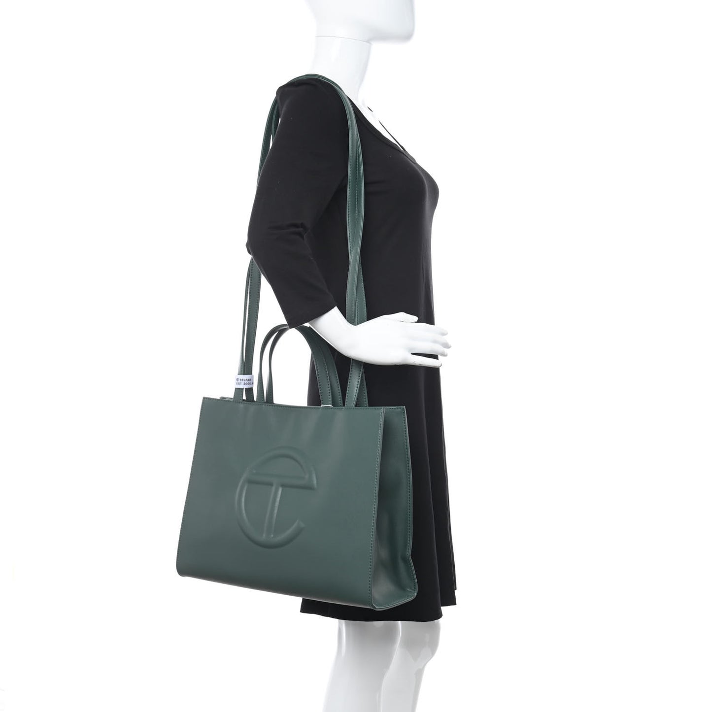 Vegan Leather Medium Shopping Bag Dark Olive