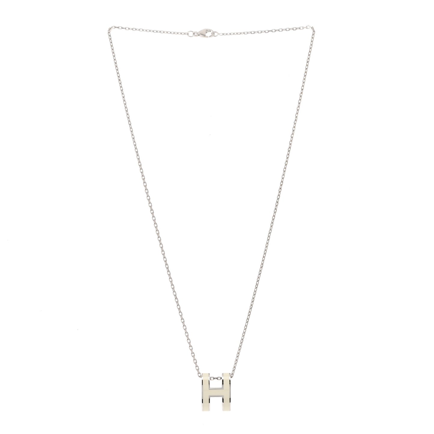 Lacquered Palladium Pop H Pendant Necklace White
