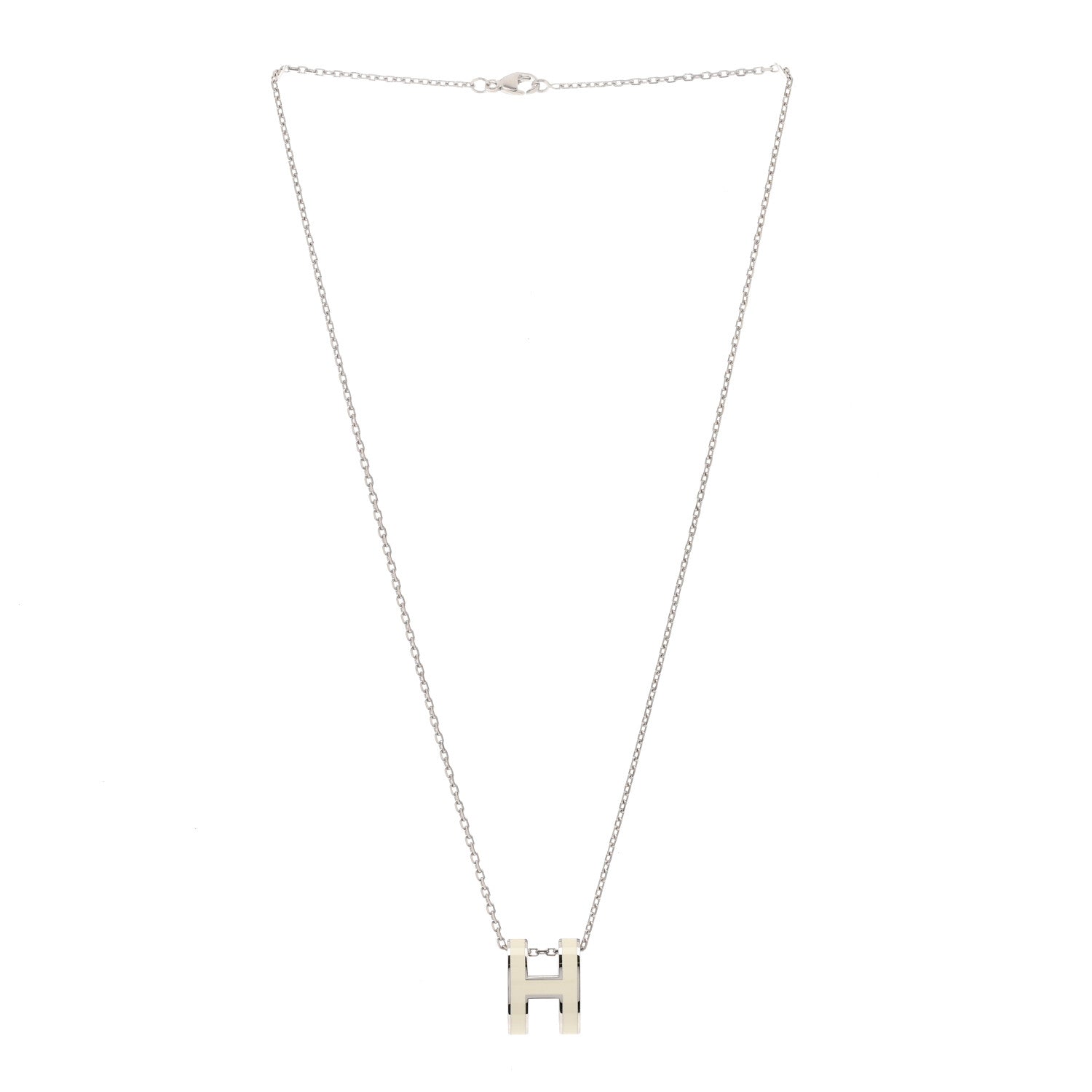 Hermes Lacquered Palladium Pop H Pendant Necklace White 3 of 7