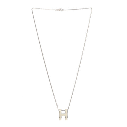 Hermes Lacquered Palladium Pop H Pendant Necklace White 3 of 7