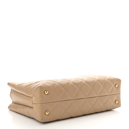 Chanel Shiny Caviar Quilted Chain Handle Shopping Tote Beige 4 of 10
