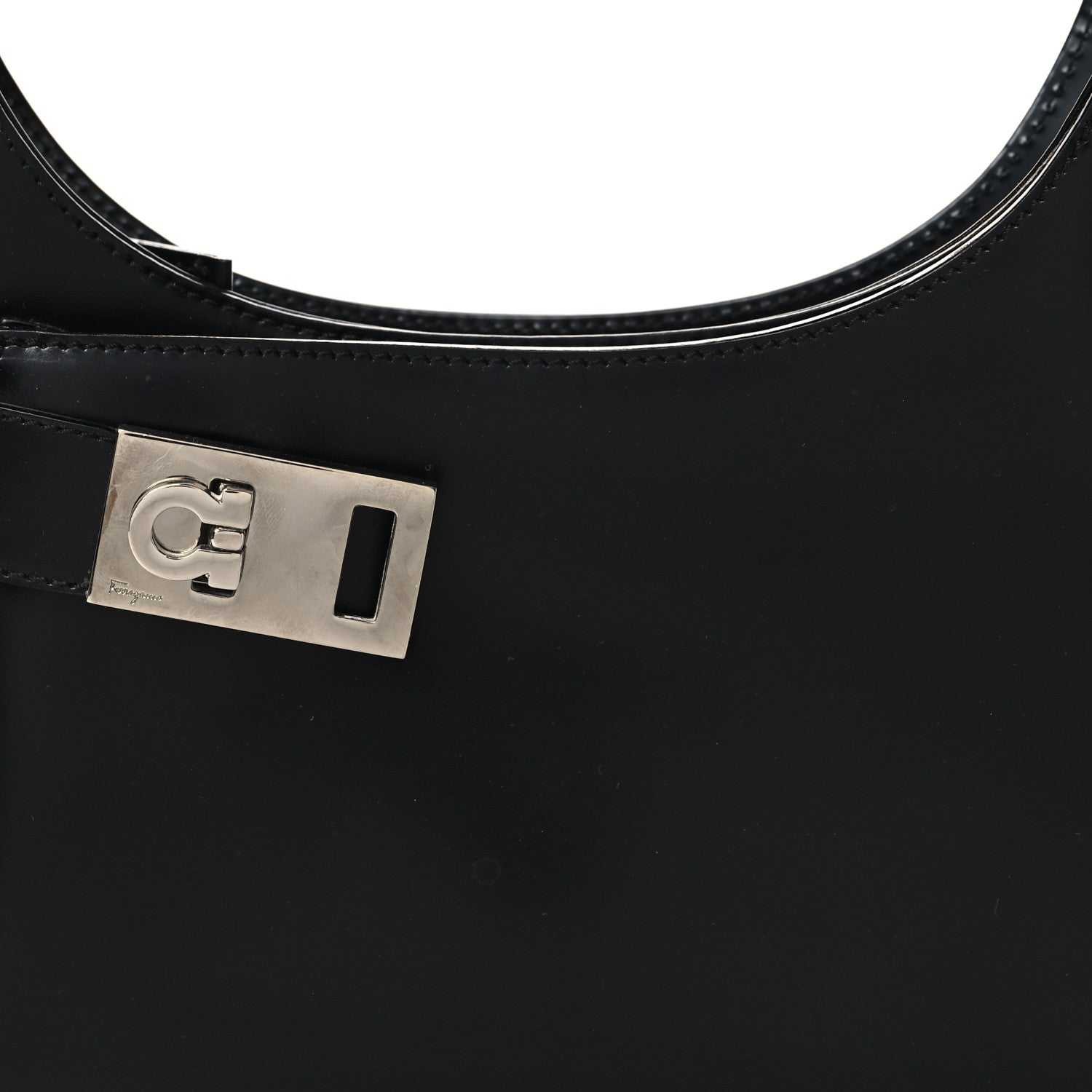 Salvatore Ferragamo Soft Calfskin Gancini Hobo Black 7 of 9