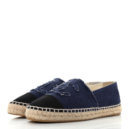 Chanel Denim Toile CC Espadrilles 40 Navy Black 3 of 7
