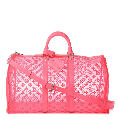 Louis Vuitton Monogram Fluo See Through Keepall Bandouliere 50 Rose 1 of 11