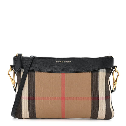Burberry House Check Derby Peyton Crossbody Clutch Bag Black 1 of 16