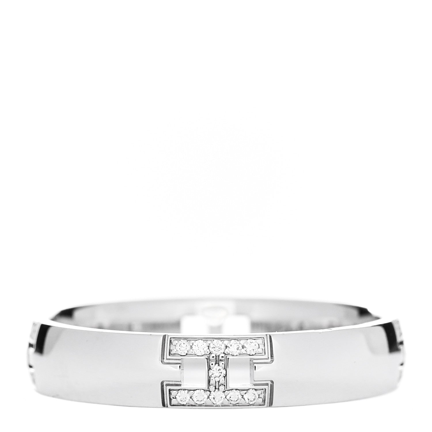 Hermes 18K White Gold Diamond Ever Herakles Four-Station Wedding Band Ring 51 5.75 3 of 7
