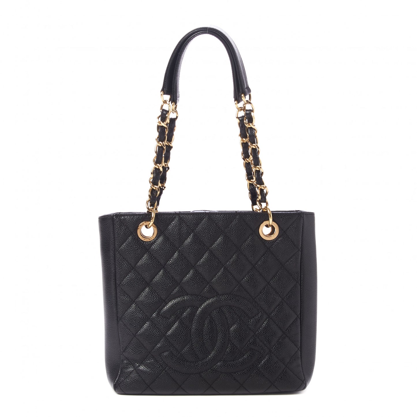 Caviar Quilted Petit Shopping Tote PST Black