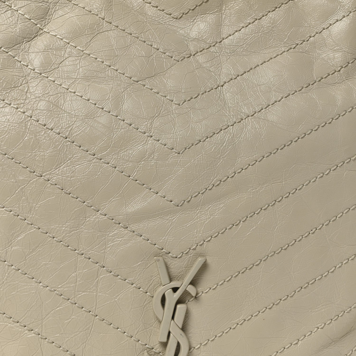 Saint Laurent Crinkled Calfskin Matelasse Monogram Large Niki Shopper Tote Cream Soft 8 of 10