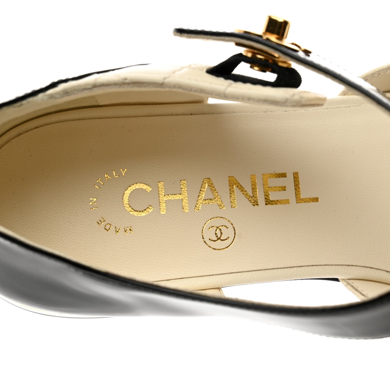 Chanel Patent Lambskin Quilted Cap Toe Ballerina Flats 37.5 Ivory Black 38 Ivory Black 7 of 9