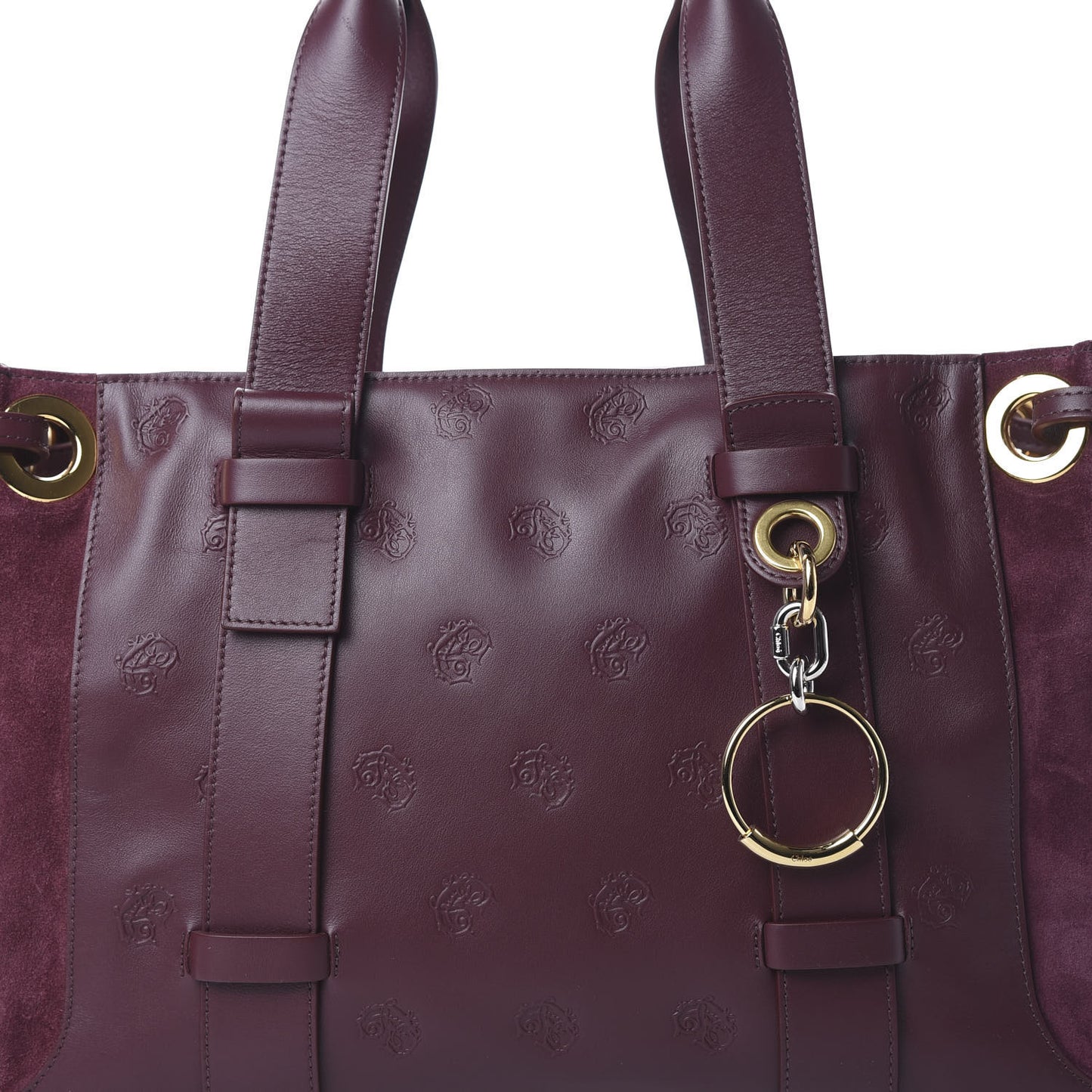 Smooth Calfskin Embossed Tao Zipped Tote Burnt Brown