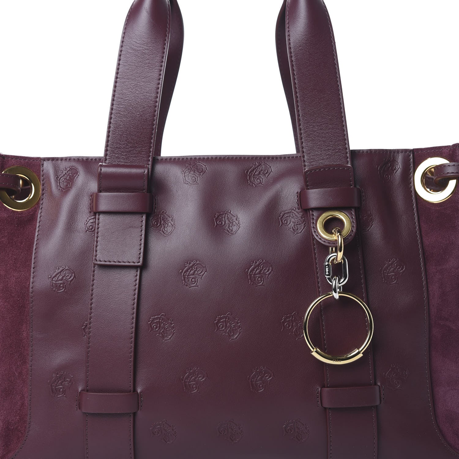 Chloe Smooth Calfskin Embossed Tao Zipped Tote Burnt Brown 7 of 10