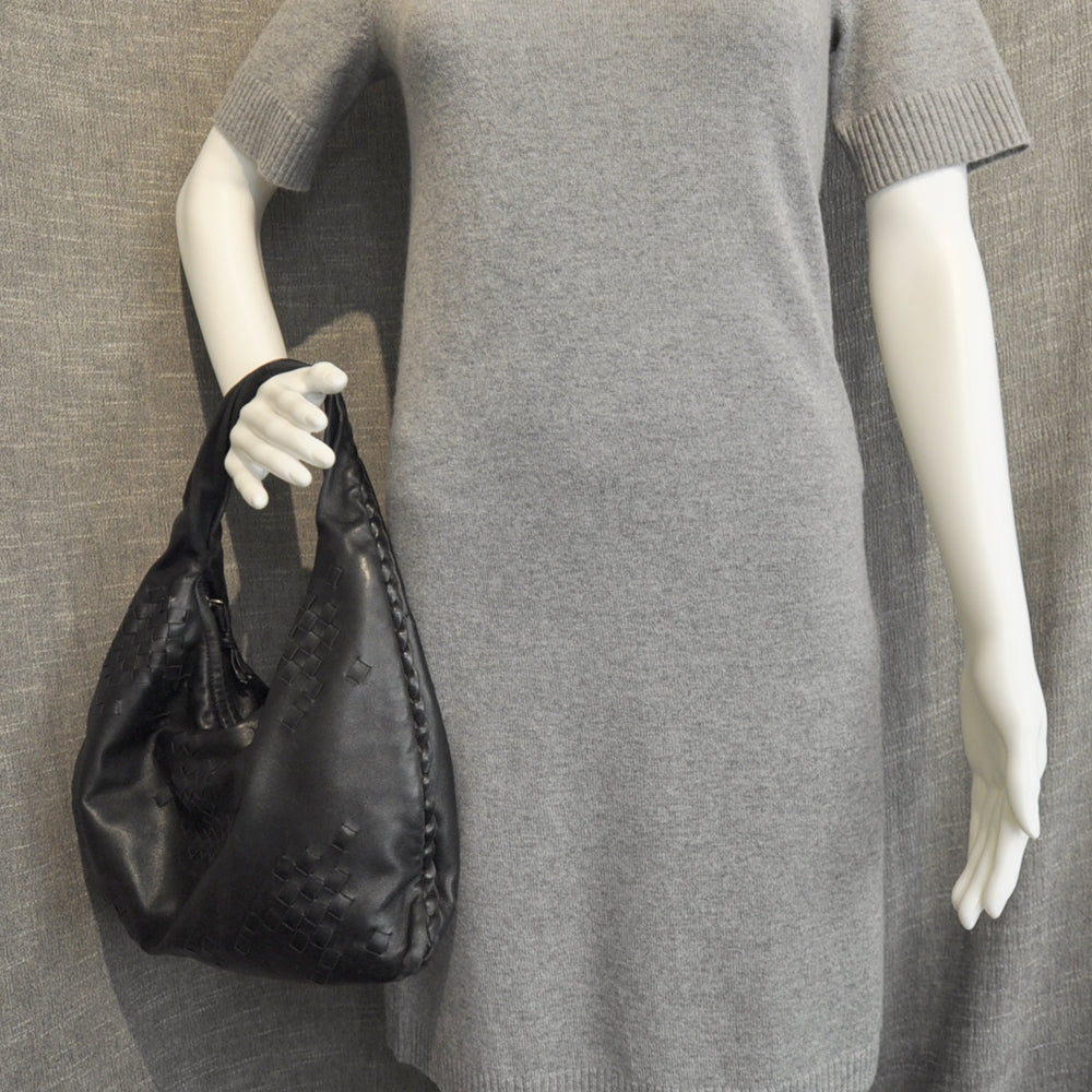 Woven Medium Veneta Hobo Nero
