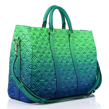 Louis Vuitton Taurillon Illusion Keepall Tote Bleu Vert 2 of 8