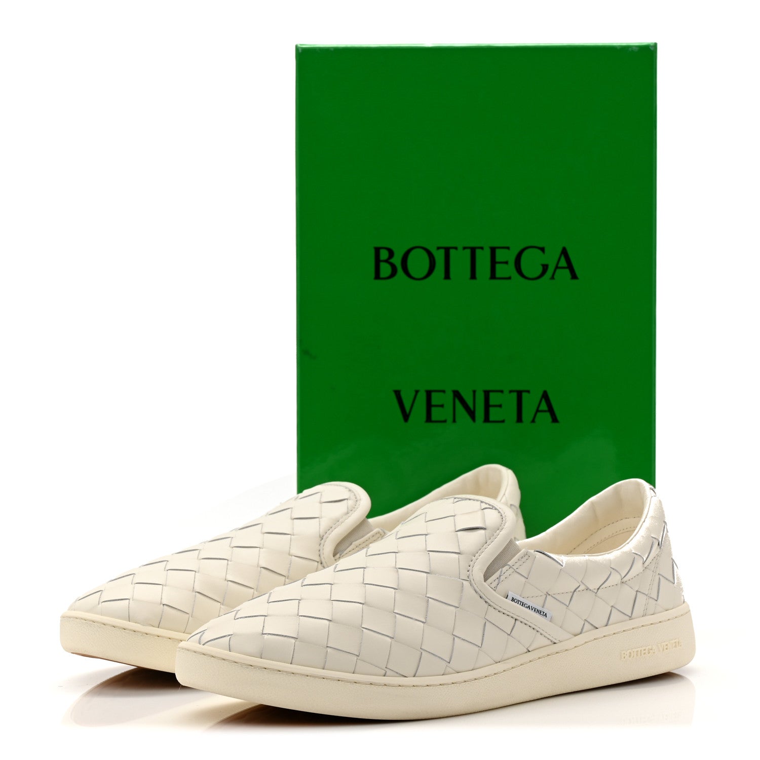 Bottega Veneta Nappa Intrecciato Mens Sawyer Slip On Sneakers 46 White 10 of 10