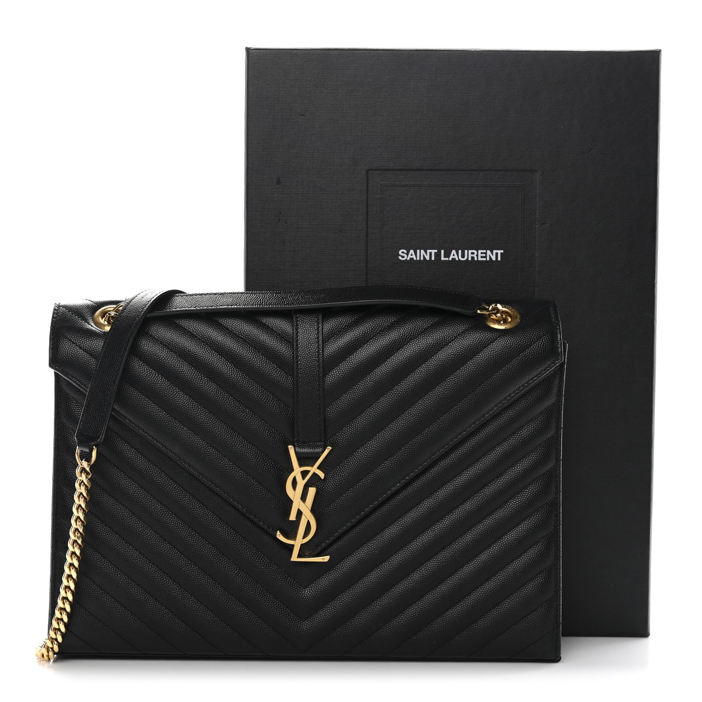 Grain De Poudre Matelasse Chevron Large Monogram Satchel Black